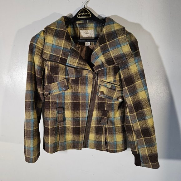 Daytrip Plaid Wool Peacoat Jacket Womens Medium - Picture 1 of 6